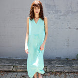 LOTUS SWING DRESS, AQUA COTTON SILK