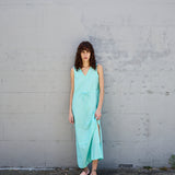 LOTUS SWING DRESS, AQUA COTTON SILK