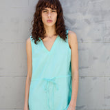 LOTUS SWING DRESS, AQUA COTTON SILK