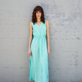 LOTUS SWING DRESS, AQUA COTTON SILK