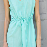 LOTUS SWING DRESS, AQUA COTTON SILK