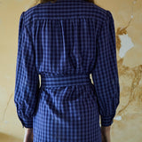 KAVERI COAT, INDIGO COTTON CHECKERED