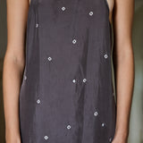 MIDNIGHT SLIP, CHARCOAL/IVORY BANDHINI TIE&DYE SILK