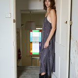 MIDNIGHT SLIP, CHARCOAL/IVORY BANDHINI TIE&DYE SILK