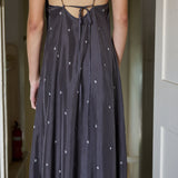 MIDNIGHT SLIP, CHARCOAL/IVORY BANDHINI TIE&DYE SILK