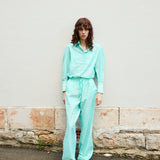 LOTUS SHIRT, AQUA COTTON SILK
