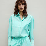 LOTUS SHIRT, AQUA COTTON SILK
