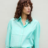 LOTUS SHIRT, AQUA COTTON SILK