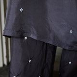 MIDNIGHT TROUSERS, CHARCOAL/IVORY BANDHINI TIE&DYE SILK