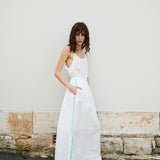LOTUS EMBROIDERY MAXI SKIRT, IVORY COTTON SILK