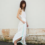 LOTUS EMBROIDERY MAXI SKIRT, IVORY COTTON SILK