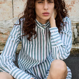 NEEM HAND LOOM SHIRT, GREEN STRIPE COTTON