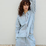 NEEM HAND LOOM MIDI SHORTS, GREEN STRIPE COTTON