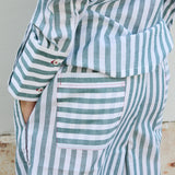 NEEM HAND LOOM SHIRT, GREEN STRIPE COTTON