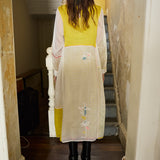 FLORA DRESS, WHITE / YELLOW CHIKAN EMBROIDERY