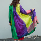 IRIS DRESS, PURPLE MULTICOLOR COTTON SILK