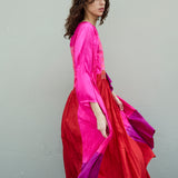 CAMELIA DRESS, FUCHSIA SILK