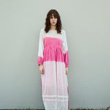 PETUNIA DRESS, PINK/WHITE SILK