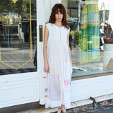 LILLIE DRESS, WHITE COTTON JAMDANI