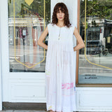 LILLIE DRESS, WHITE COTTON JAMDANI