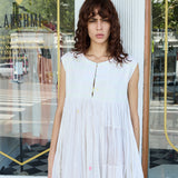 LILLIE DRESS, WHITE COTTON JAMDANI