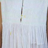 LILLIE DRESS, WHITE COTTON JAMDANI