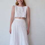 GARDEN WRAP BLOUSE, IVORY CHIKAN EMBROIDERY