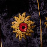 SUNFLOWER VEST, CHARCOAL SILK VELVET