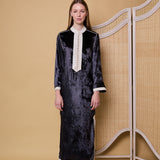CANES TUNIC, CHARCOAL SILK VELVET