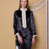 CANES TUNIC, CHARCOAL SILK VELVET