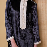 CANES TUNIC, CHARCOAL SILK VELVET