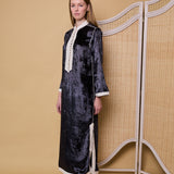 CANES TUNIC, CHARCOAL SILK VELVET