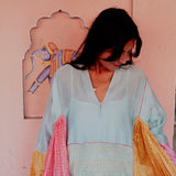RAINBOW CAFTAN, MULTICOLOR SILK