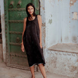 KAJAL SLIP DRESS, BLACK SILK