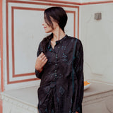 KAJAL SHIRT, BLACK SILK