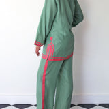 JADE PANT,  GREEN SILK