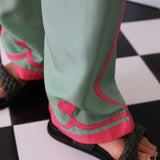 JADE PANT,  GREEN SILK