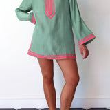 JADE MINI TUNIC, GREEN SILK