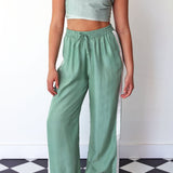 JADE PANT,  GREEN SILK