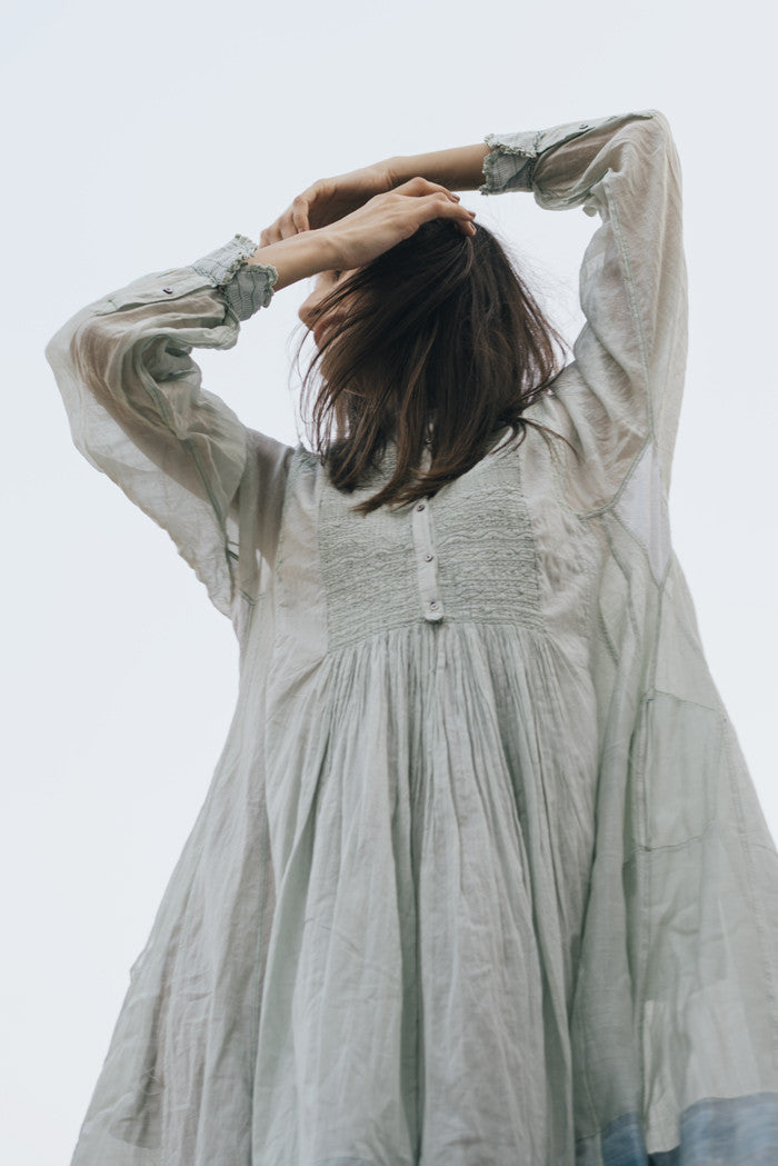 RUFFLED SHIRT DRESS, LIME GREEN - SAAKI