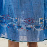 V NECK EMBROIDERED DRESS, DENIM - SAAKI