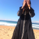COTTON BUTTON-UP CAFTAN, BLACK - SAAKI