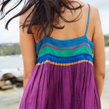 SLIP DRESS, WHITE STRIPE HANDWOVEN - SAAKI