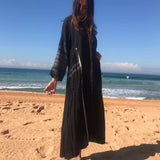 COTTON BUTTON-UP CAFTAN, BLACK - SAAKI
