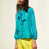 SKY TIE&DYE SHIRT, SILK TEAL