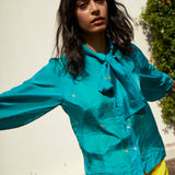 SKY TIE&DYE SHIRT, SILK TEAL