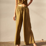 FERN PANT, OLIVE SILK