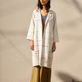 RECYCLED WEAVE COAT, WHITE STRIPE