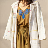 RECYCLED WEAVE COAT, WHITE STRIPE