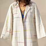RECYCLED WEAVE COAT, WHITE STRIPE